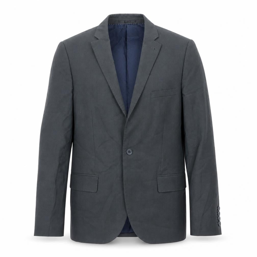Front view of Topman men’s grey polyester jacket suit jacket, size 40, regular