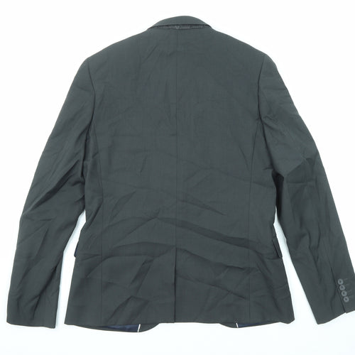 Topman Mens Grey Polyester Jacket Suit Jacket Size 40 Regular