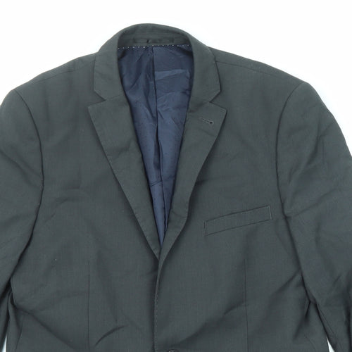 Topman Mens Grey Polyester Jacket Suit Jacket Size 40 Regular