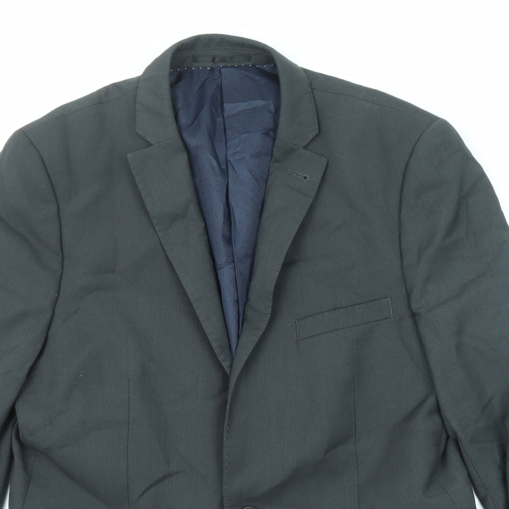 Topman Mens Grey Polyester Jacket Suit Jacket Size 40 Regular