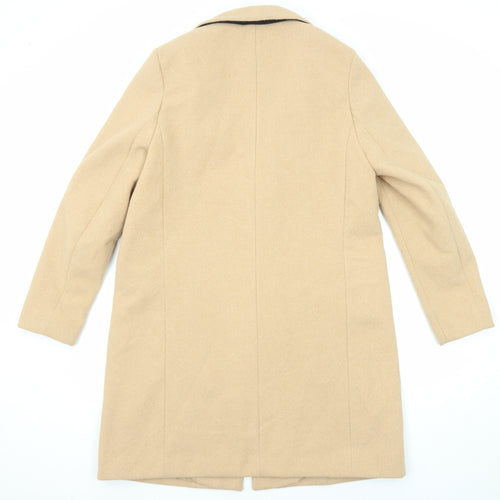 New Look Womens Beige Overcoat Coat Size 14 Button