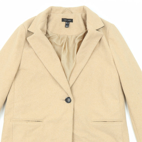 New Look Womens Beige Overcoat Coat Size 14 Button