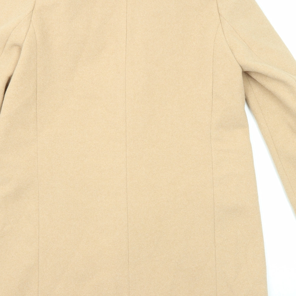 New Look Womens Beige Overcoat Coat Size 14 Button