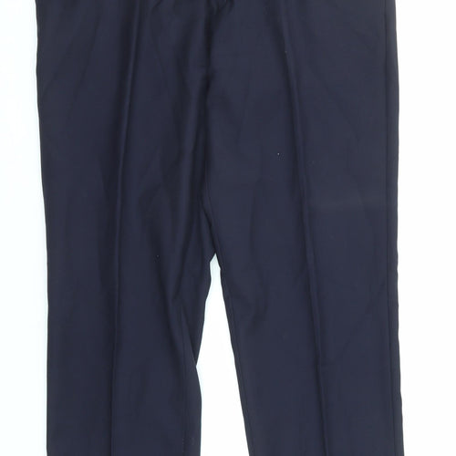 Samuel Windsor Mens Blue Wool Trousers Size 34 in L29 in Regular Zip