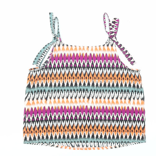 Marks and Spencer Womens Multicoloured Geometric Polyester Basic Tank Size 10 V-Neck