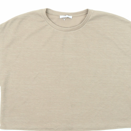 Zara Womens Beige Cotton Basic T-Shirt Size S Crew Neck