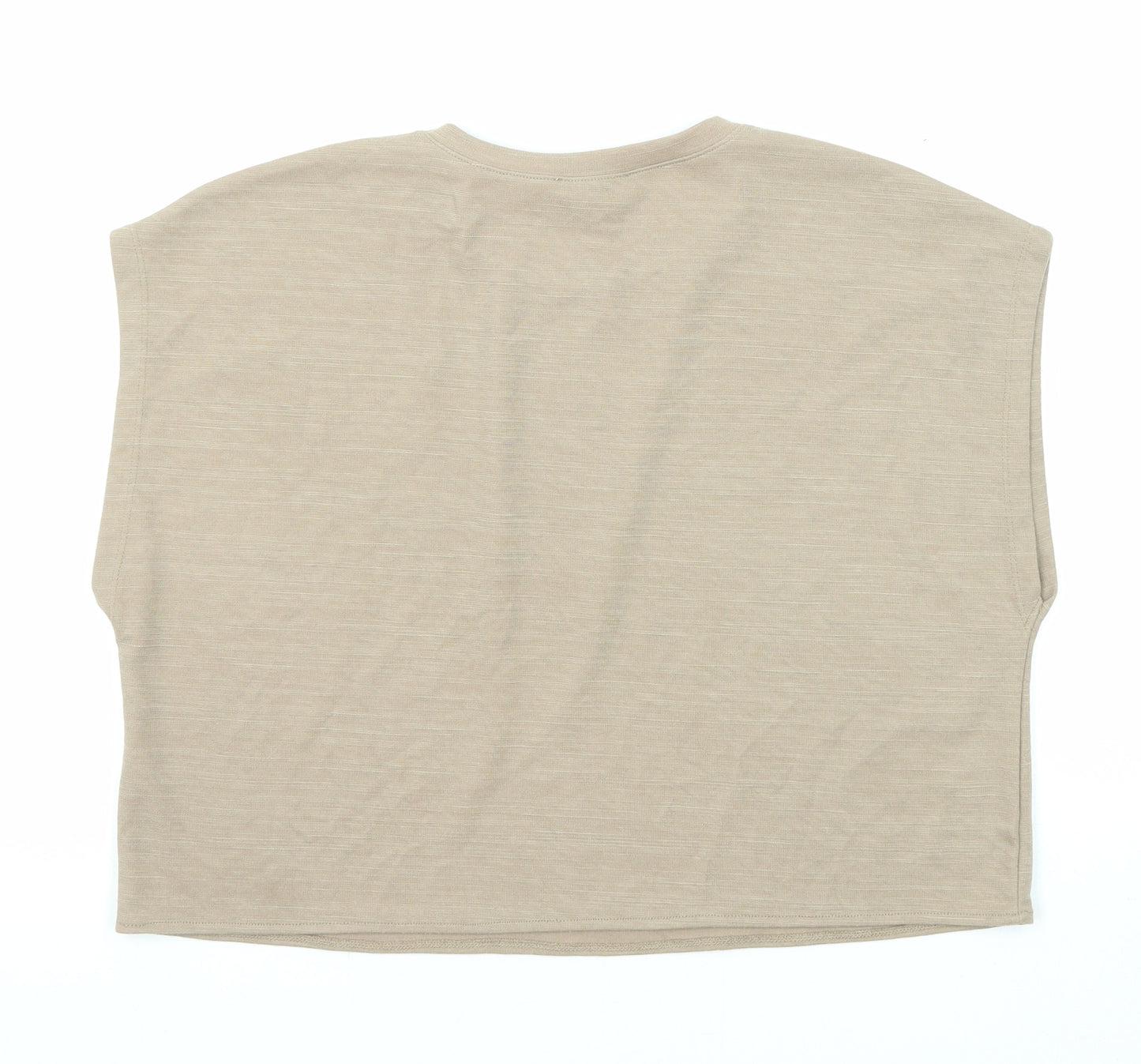 Zara Womens Beige Cotton Basic T-Shirt Size S Crew Neck