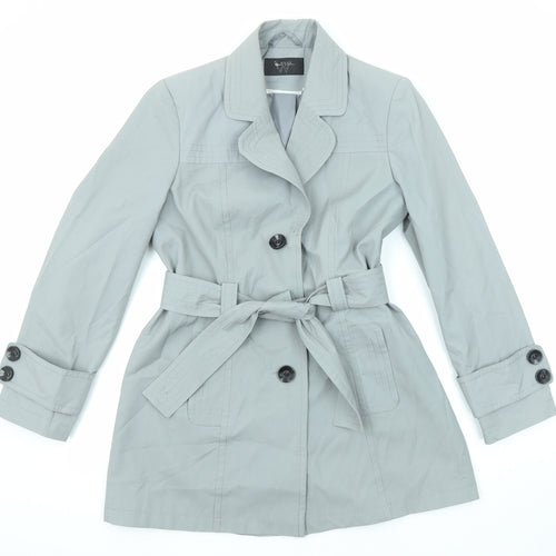 BHS Womens Grey Pea Coat Coat Size 12 Button