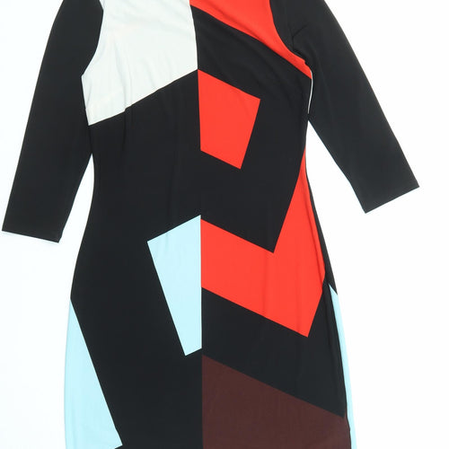 Marks and Spencer Womens Multicoloured Colourblock Polyester Shift Size 8 Boat Neck Pullover
