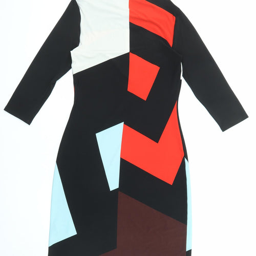 Marks and Spencer Womens Multicoloured Colourblock Polyester Shift Size 8 Boat Neck Pullover