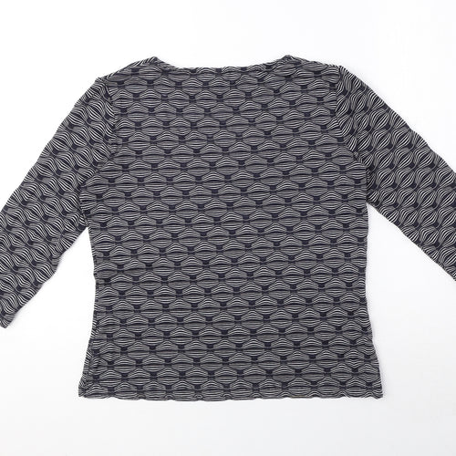 Per Una Womens Blue Geometric Polyester Basic T-Shirt Size 12 Boat Neck