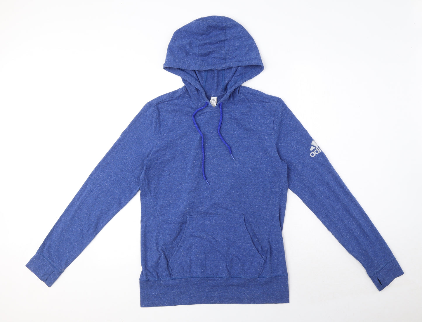 adidas Womens Blue Cotton Pullover Hoodie Size S Pullover
