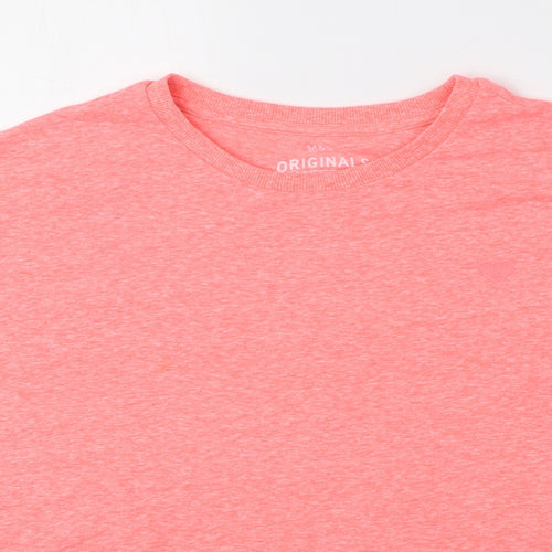 Marks and Spencer Girls Pink Polyester Basic T-Shirt Size 13-14 Years Round Neck Pullover - Knot Front