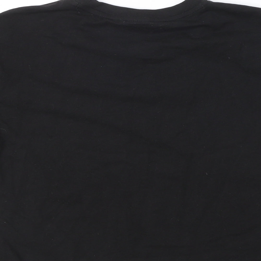 PUMA Womens Black Polyester Cropped T-Shirt Size M Crew Neck