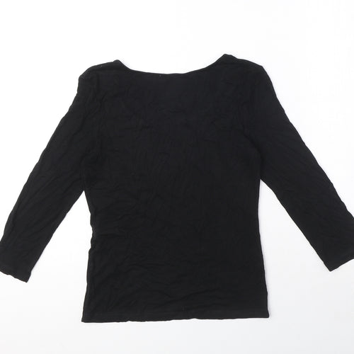 Hobbs Womens Black Viscose Basic T-Shirt Size S Boat Neck