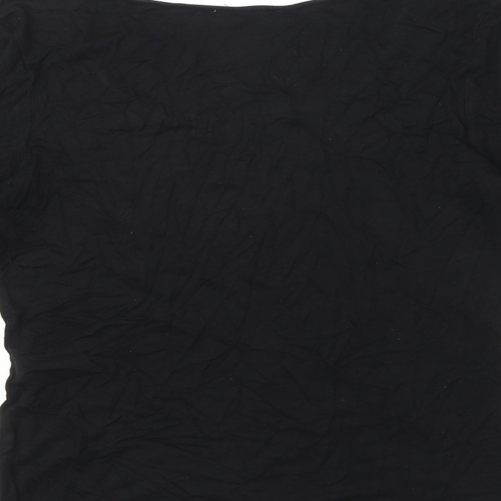 Hobbs Womens Black Viscose Basic T-Shirt Size S Boat Neck
