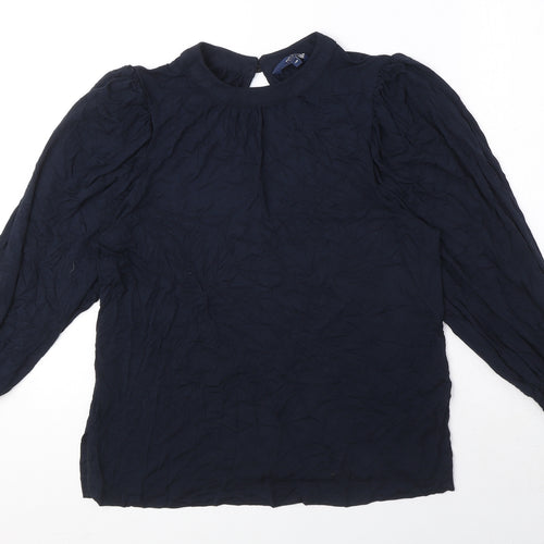 NEXT Womens Blue Viscose Basic Blouse Size 12 Mock Neck