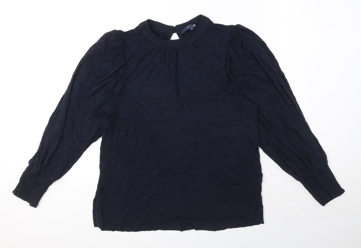 NEXT Womens Blue Viscose Basic Blouse Size 12 Mock Neck