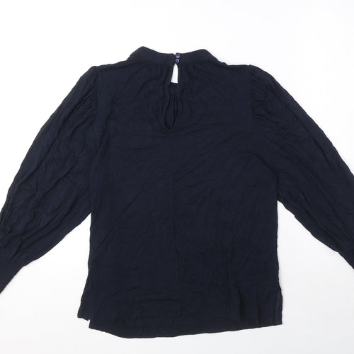 NEXT Womens Blue Viscose Basic Blouse Size 12 Mock Neck