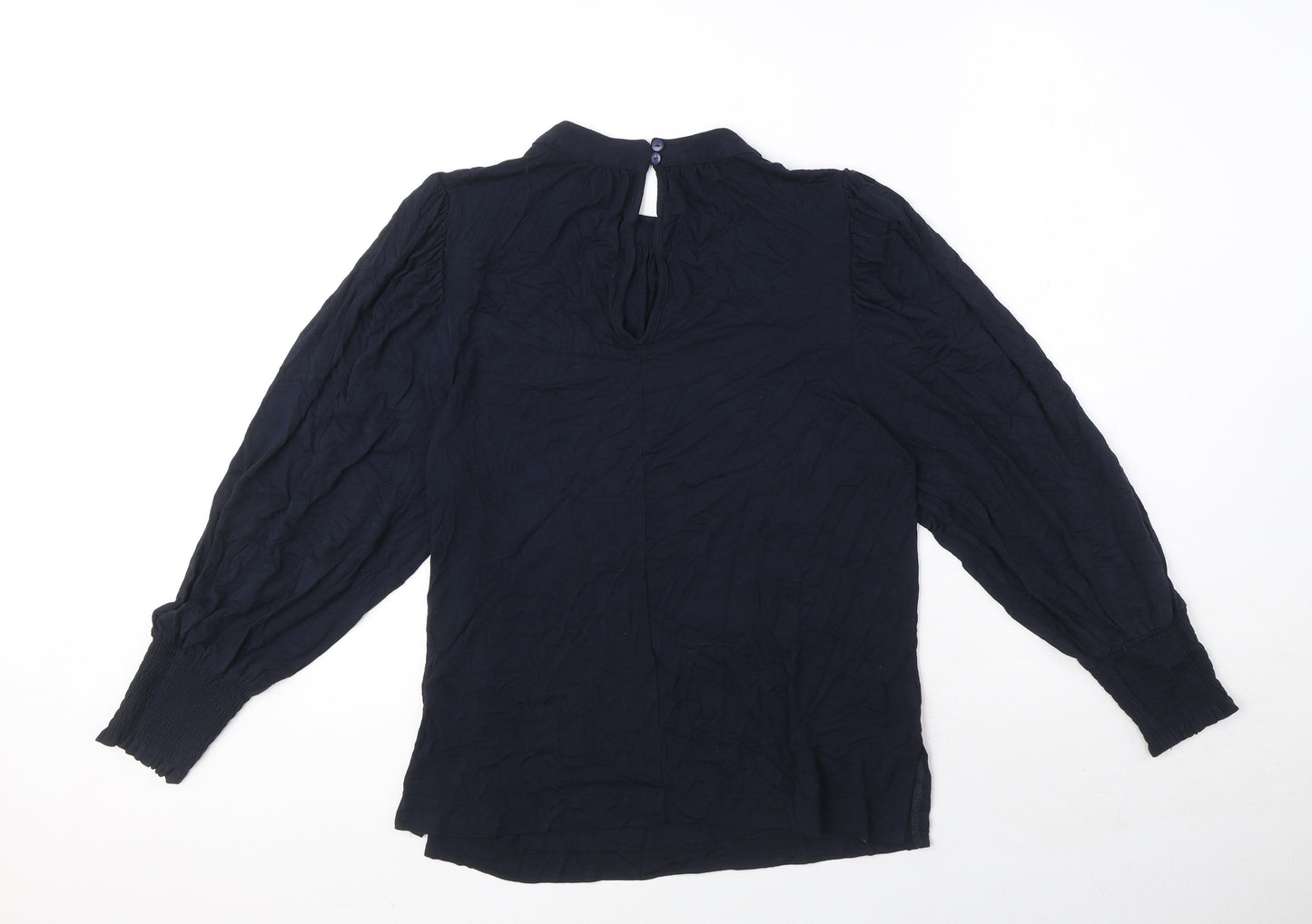 NEXT Womens Blue Viscose Basic Blouse Size 12 Mock Neck