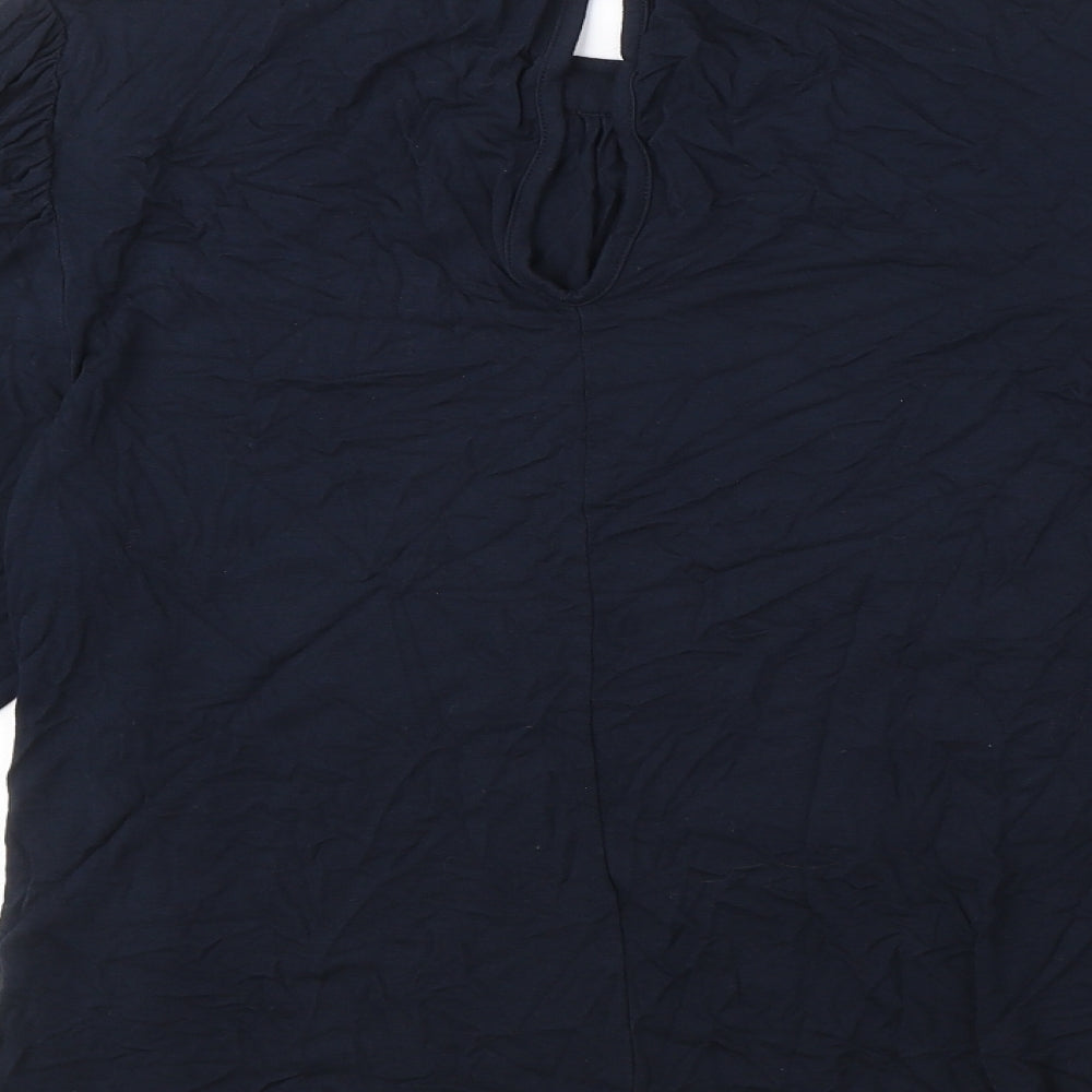 NEXT Womens Blue Viscose Basic Blouse Size 12 Mock Neck