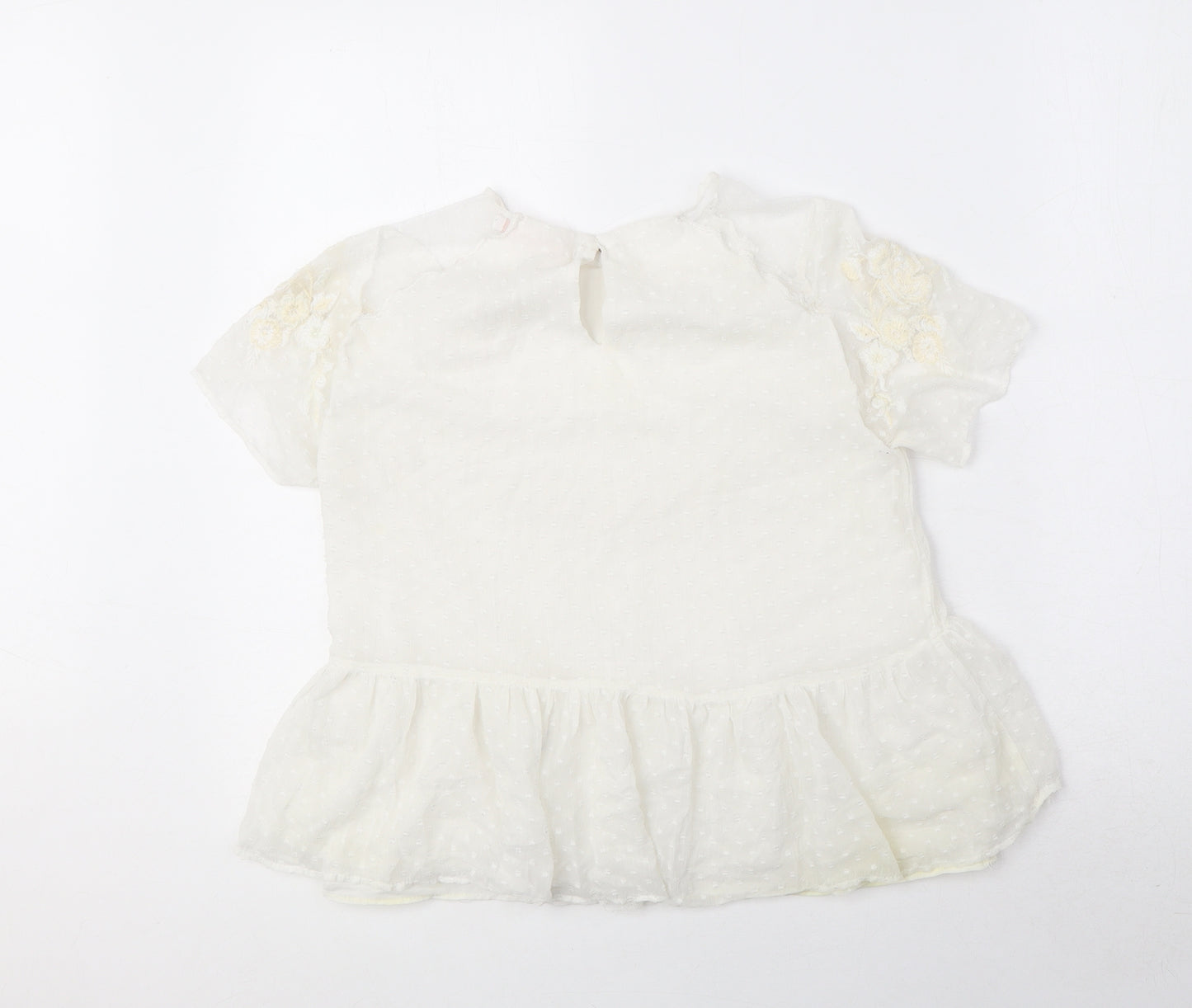 Zara Womens White Polyester Basic Blouse Size XS Round Neck - Peplum