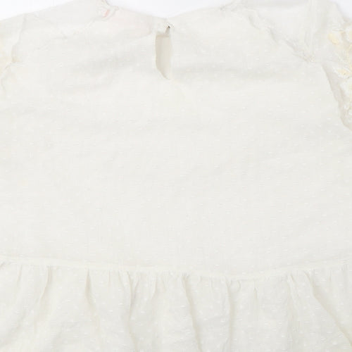 Zara Womens White Polyester Basic Blouse Size XS Round Neck - Peplum