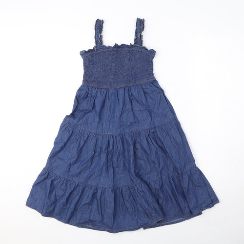 Rebellion Womens Blue 100% Cotton Tank Dress Size XS Square Neck Pullover