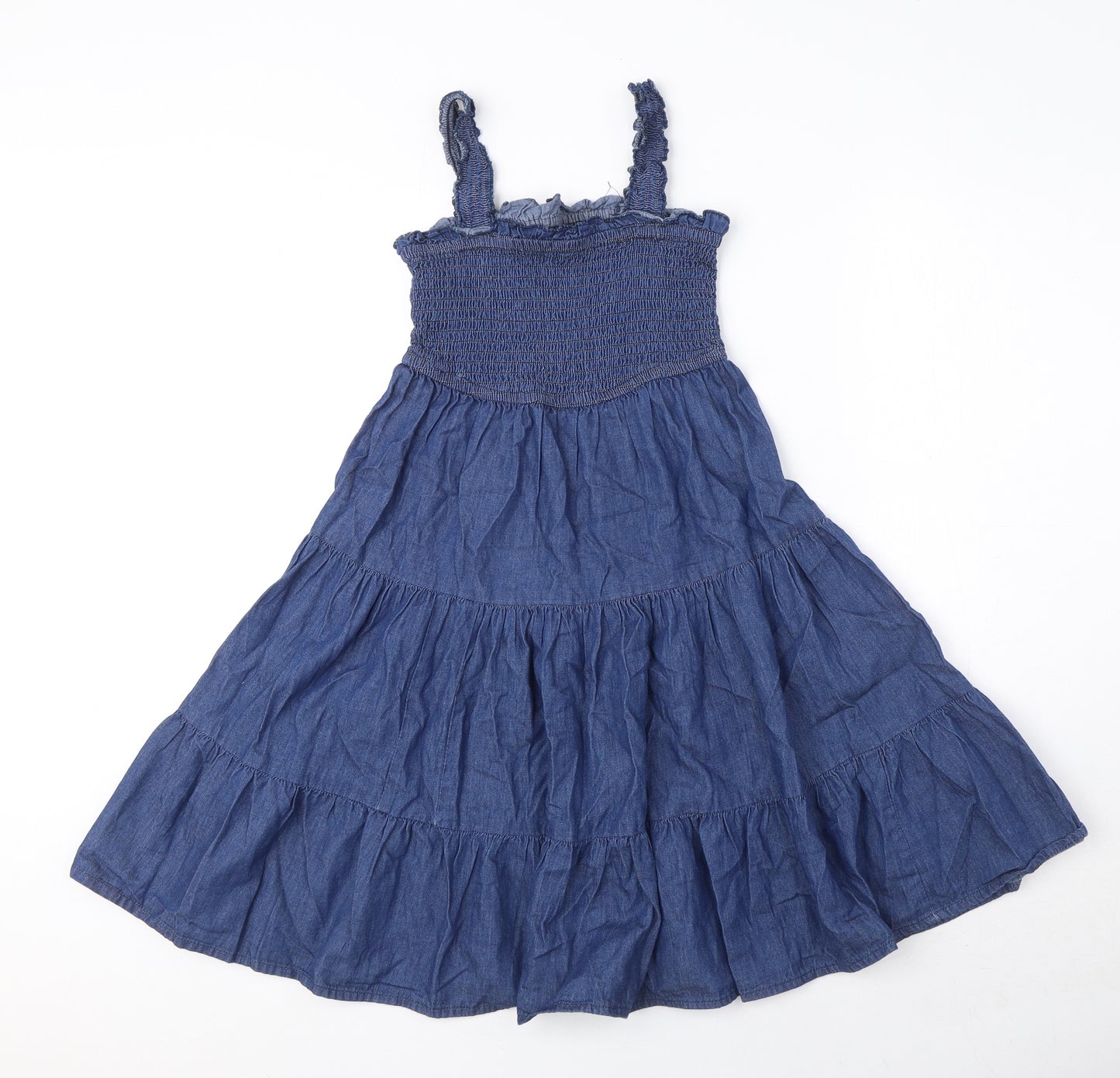 Rebellion Womens Blue 100% Cotton Tank Dress Size XS Square Neck Pullover