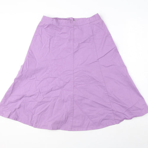Damart Womens Purple Cotton A-Line Skirt Size 10 Zip