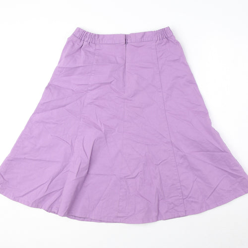 Damart Womens Purple Cotton A-Line Skirt Size 10 Zip