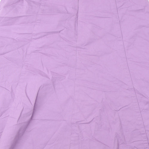 Damart Womens Purple Cotton A-Line Skirt Size 10 Zip