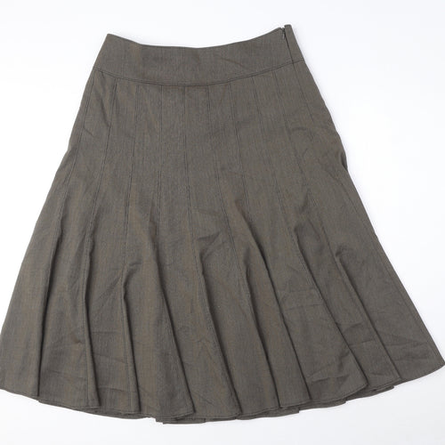 Marks and Spencer Womens Brown Polyester Swing Skirt Size 12 Zip