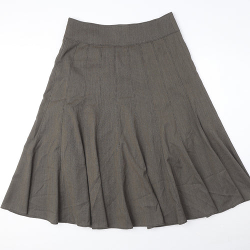 Marks and Spencer Womens Brown Polyester Swing Skirt Size 12 Zip