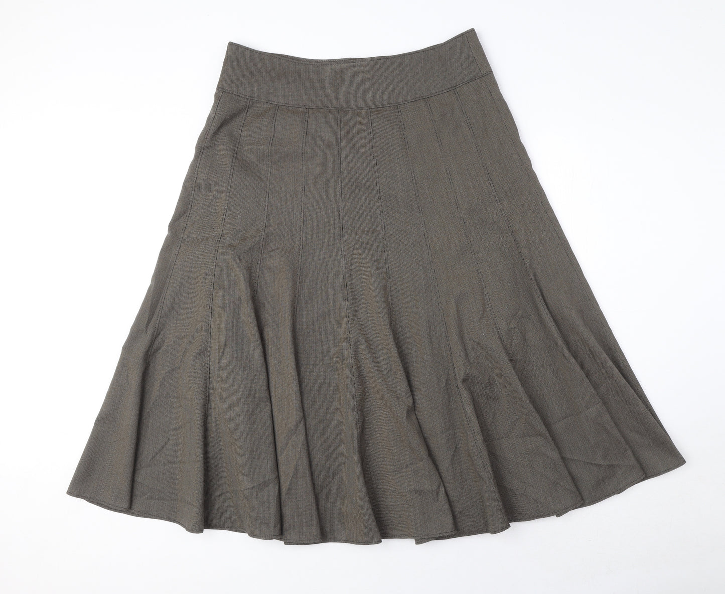 Marks and Spencer Womens Brown Polyester Swing Skirt Size 12 Zip