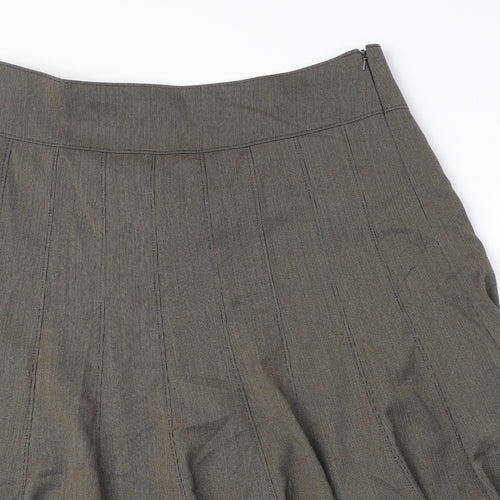 Marks and Spencer Womens Brown Polyester Swing Skirt Size 12 Zip