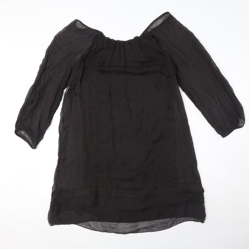 Phase Eight Womens Black Polyester Sheath Size M Boat Neck Pullover