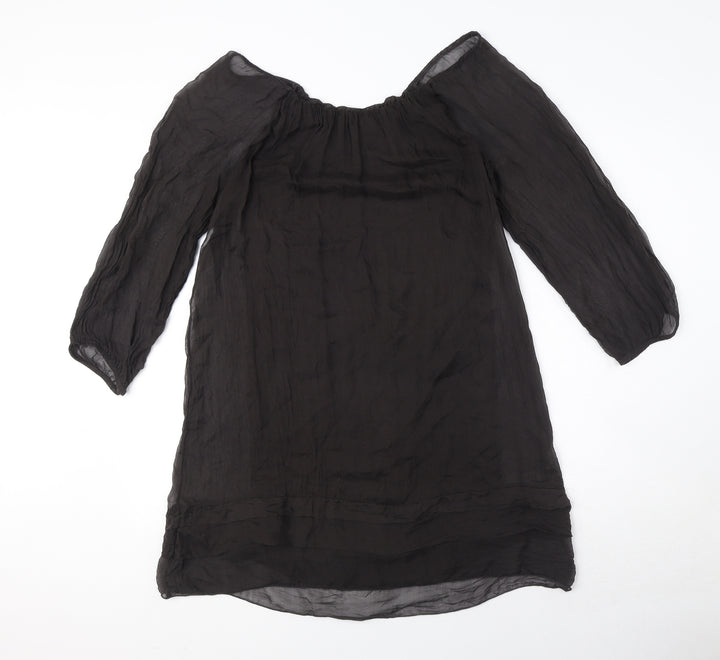 Phase Eight Womens Black Polyester Sheath Size M Boat Neck Pullover
