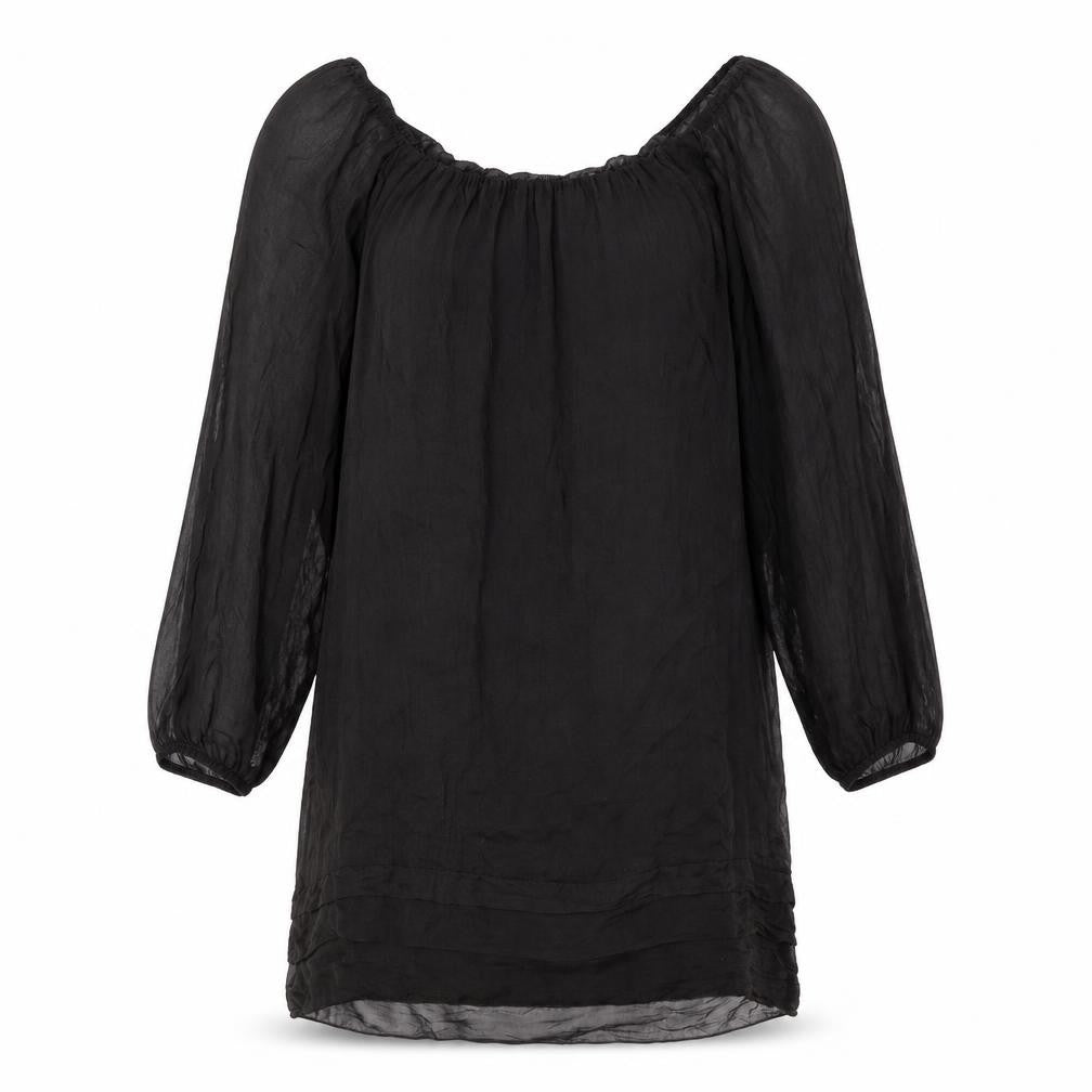 Front view of Phase Eight women’s black polyester sheath, size M, boat neck pullover