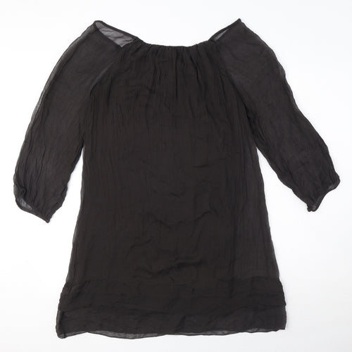 Phase Eight Womens Black Polyester Sheath Size M Boat Neck Pullover