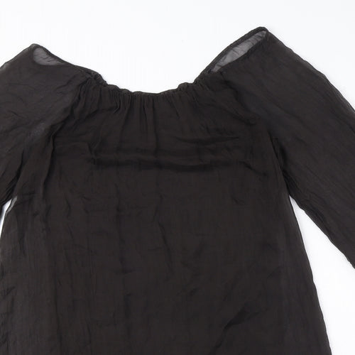Phase Eight Womens Black Polyester Sheath Size M Boat Neck Pullover