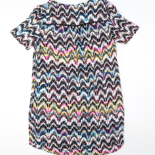 Warehouse Womens Multicoloured Geometric Polyester A-Line Size 12 V-Neck Pullover
