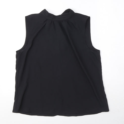 H&M Womens Black Polyester Basic Blouse Size L Mock Neck