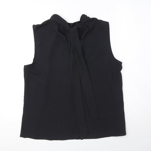 H&M Womens Black Polyester Basic Blouse Size L Mock Neck