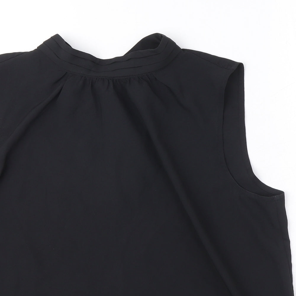 H&M Womens Black Polyester Basic Blouse Size L Mock Neck