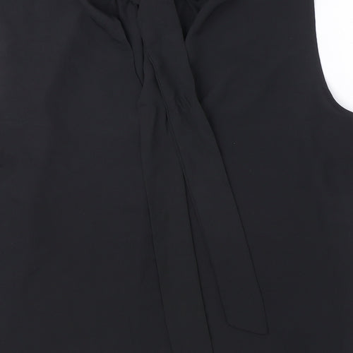 H&M Womens Black Polyester Basic Blouse Size L Mock Neck