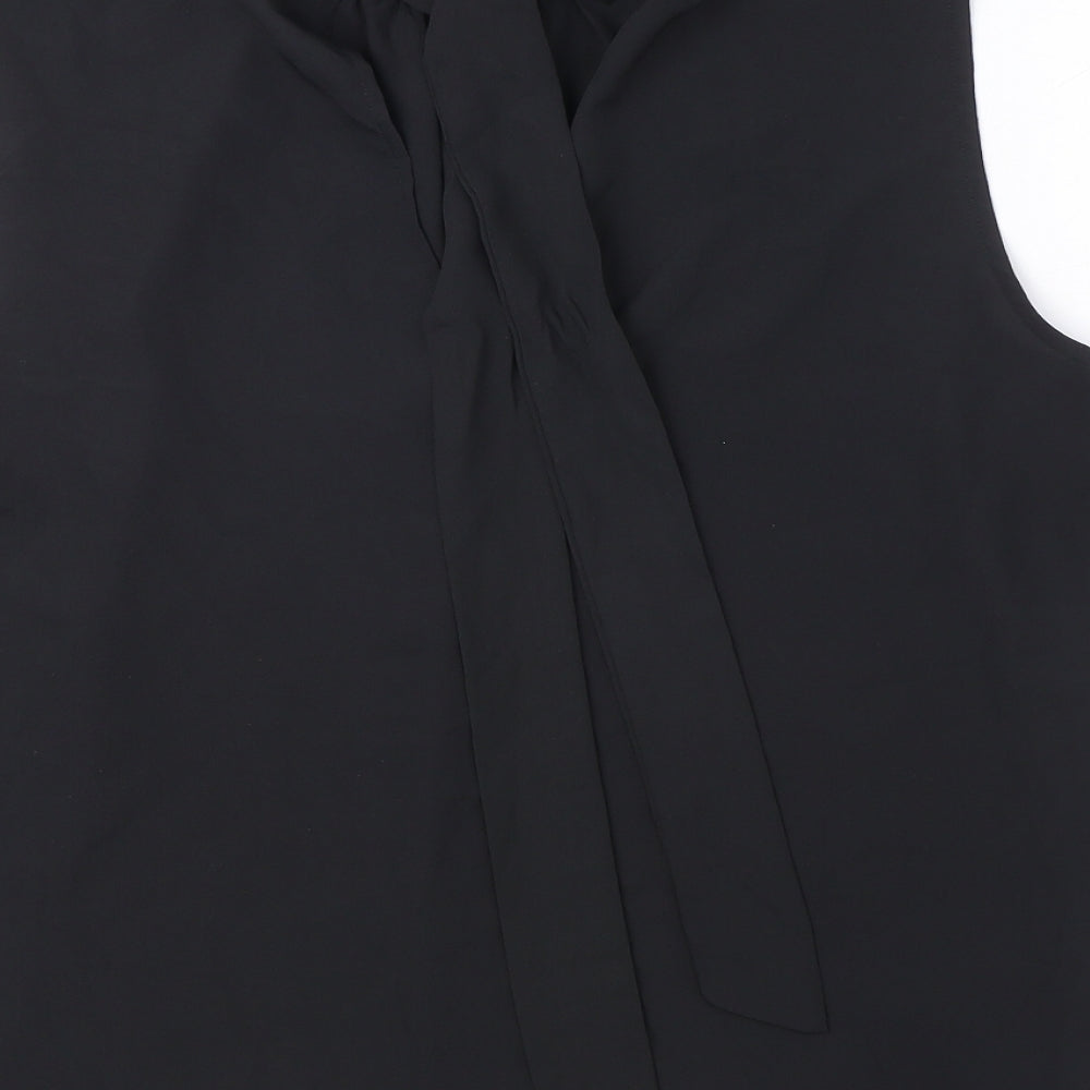 H&M Womens Black Polyester Basic Blouse Size L Mock Neck