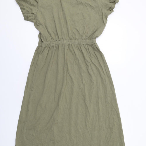 Brave Soul Womens Green Viscose T-Shirt Dress Size 18 Round Neck Snap