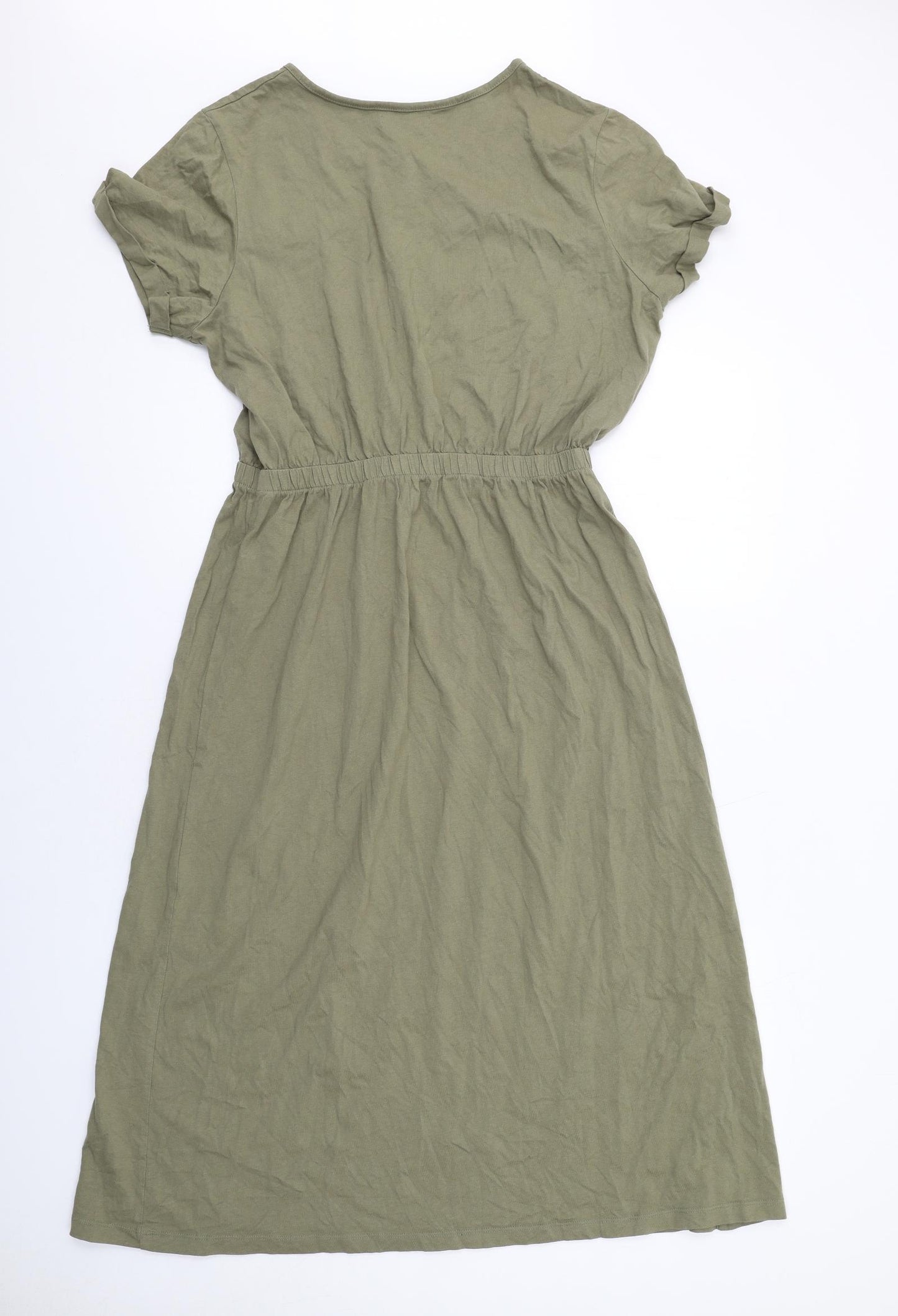 Brave Soul Womens Green Viscose T-Shirt Dress Size 18 Round Neck Snap
