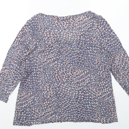 Autograph Womens Blue Geometric Viscose Basic T-Shirt Size 18 Round Neck